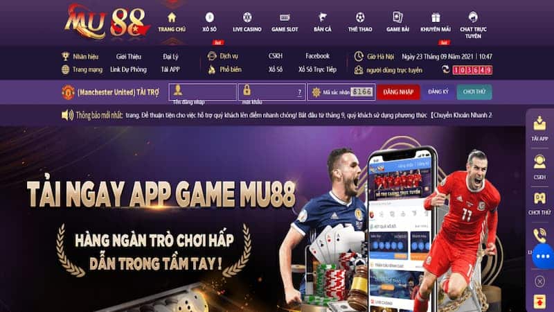 Giao diện điền thông tin đăng nhập Mu88
